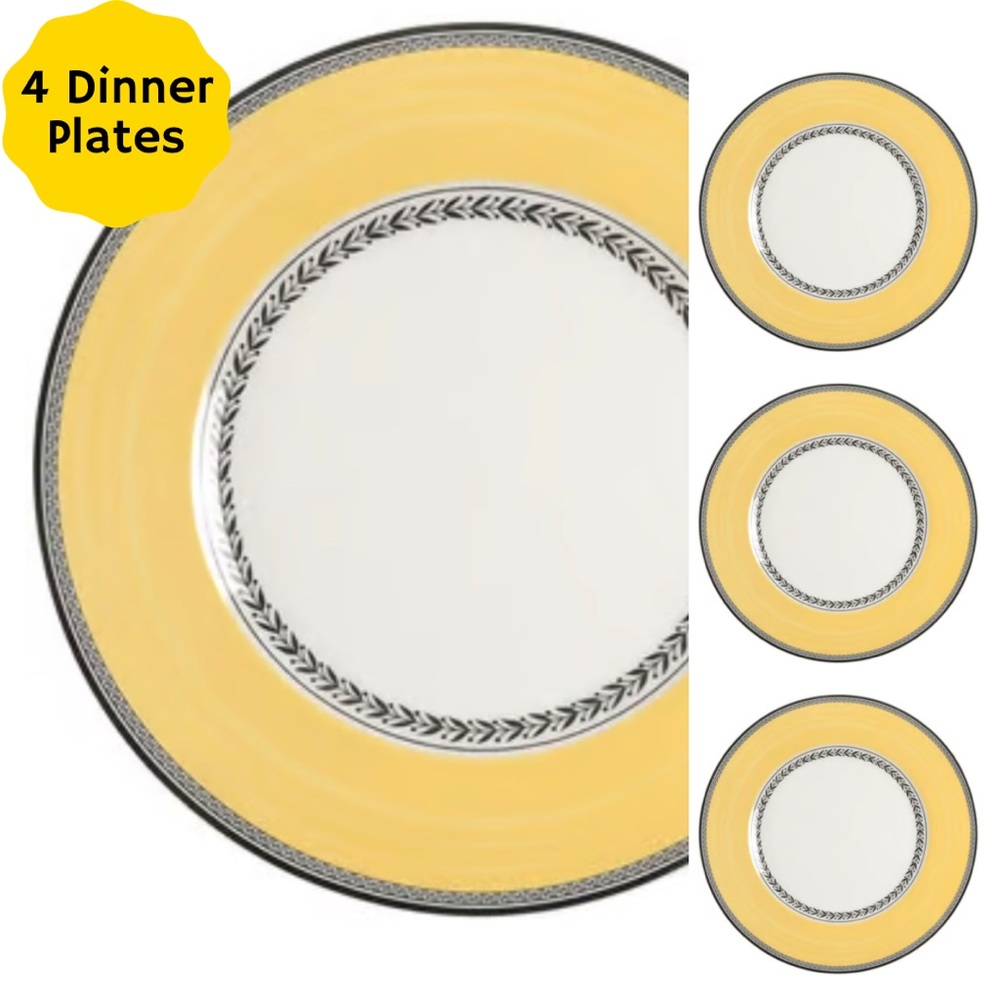 4 Villeroy & Boch Audun Fleur porcelain dinner plates